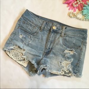 American Eagle Hi-Rise Shortie Distressed Jean Shorts | AEO